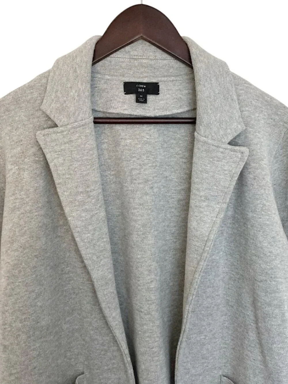 J CREW 365 Sophie Knit Open Front Wool Blend Blazer Size M Heather Gray